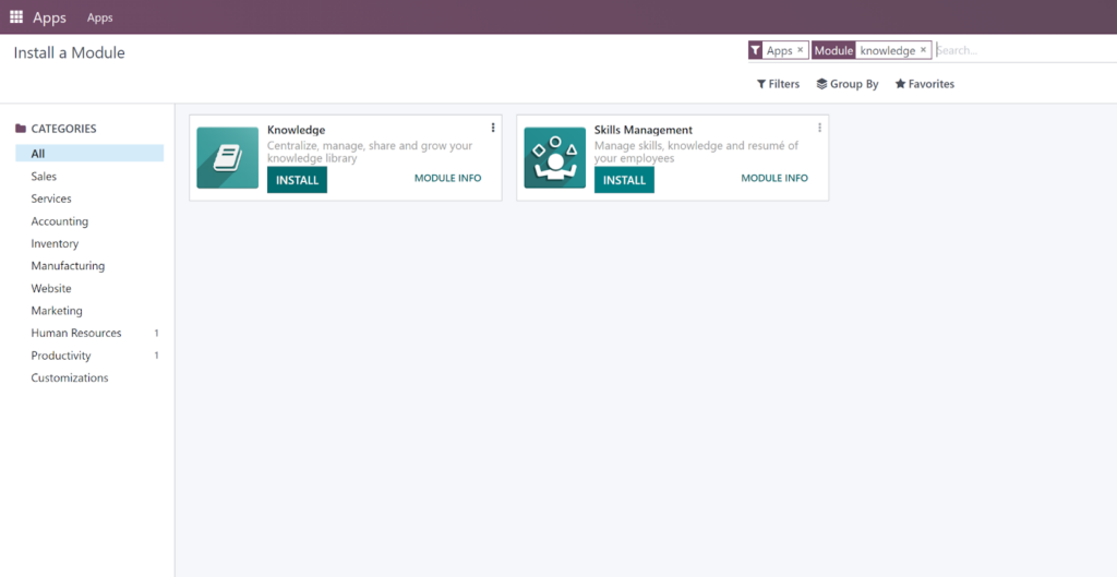 Odoo Apps store - tri thức